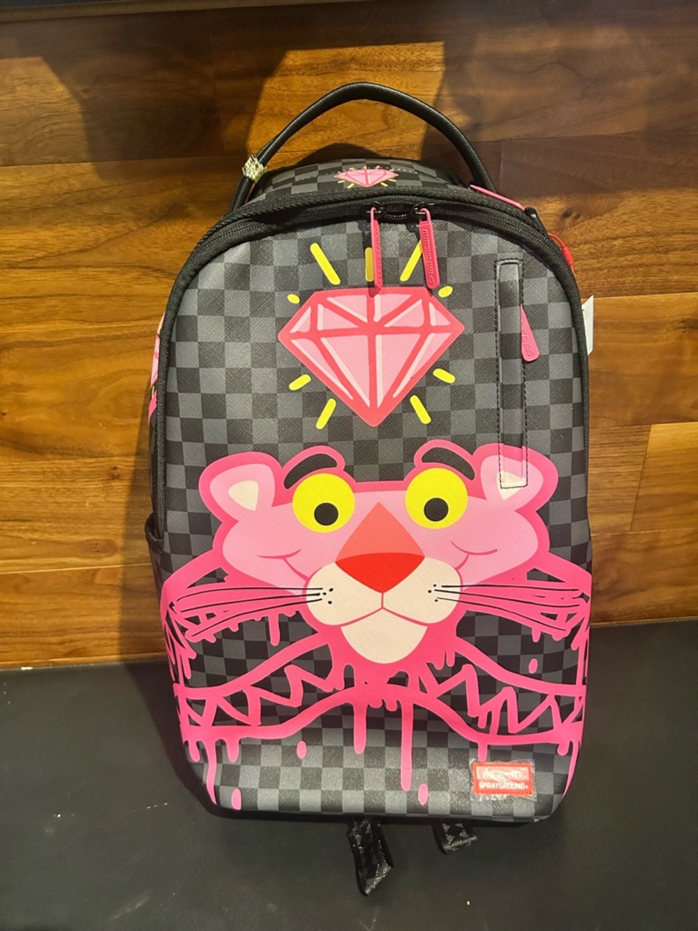 Sprayground Pink Panther Kids Backpack with Diamond Graphic